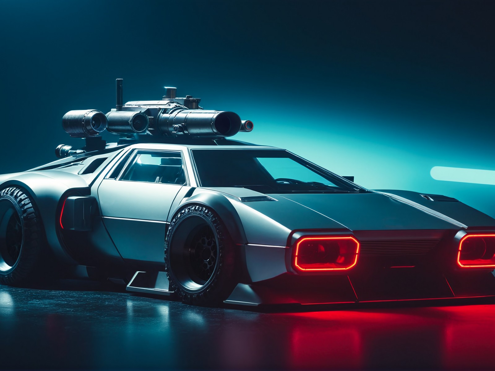 Download Futuristic Cyberpunk Battle Car Wallpaper in 1600x1200 Resolution
