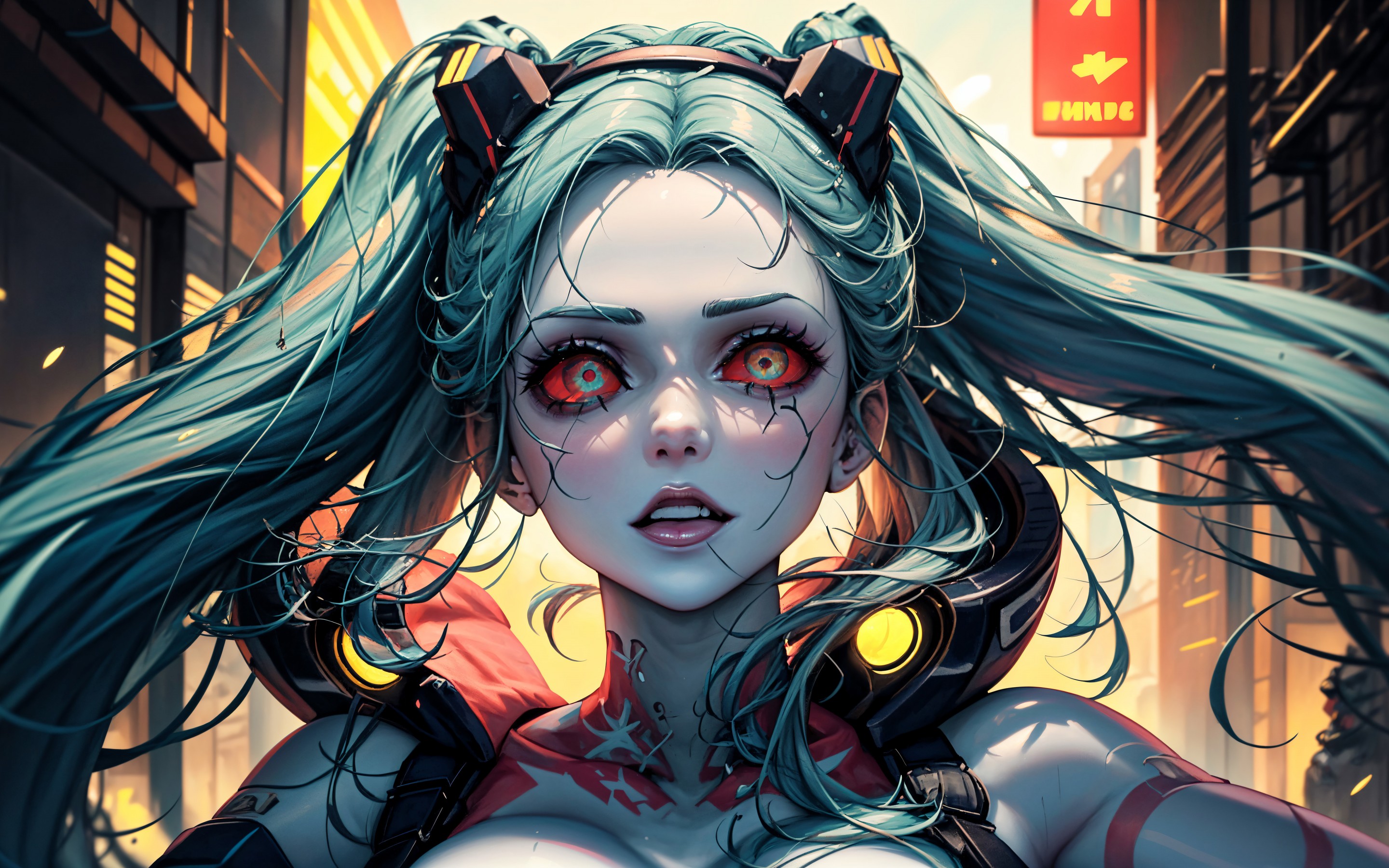 Download Cyberpunk Anime Girl Hair Ai Art Wallpaper In 2880x1800 Resolution