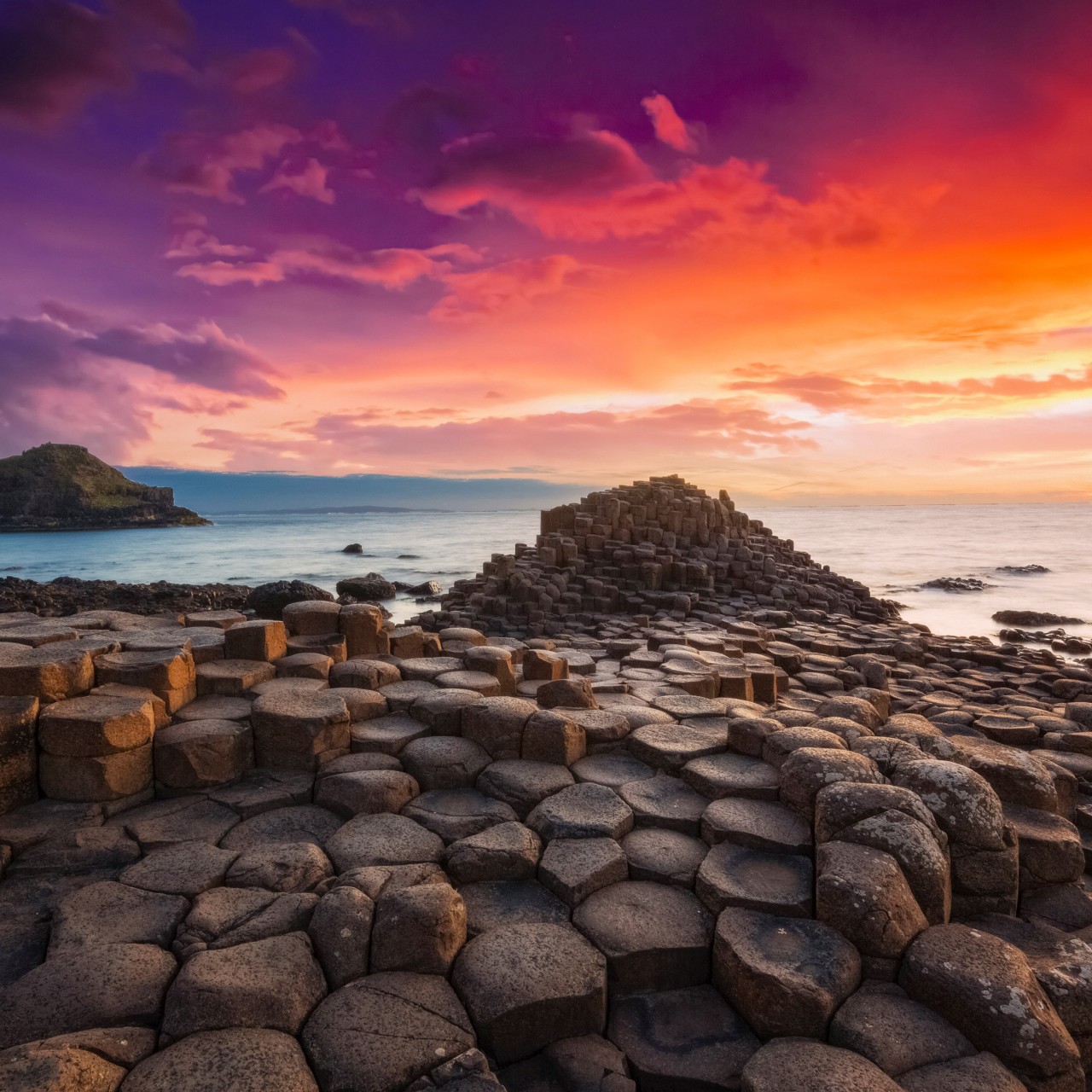Giants Causeway Sunset Northern Ireland Wallpaper - 1280x1280 Resolution