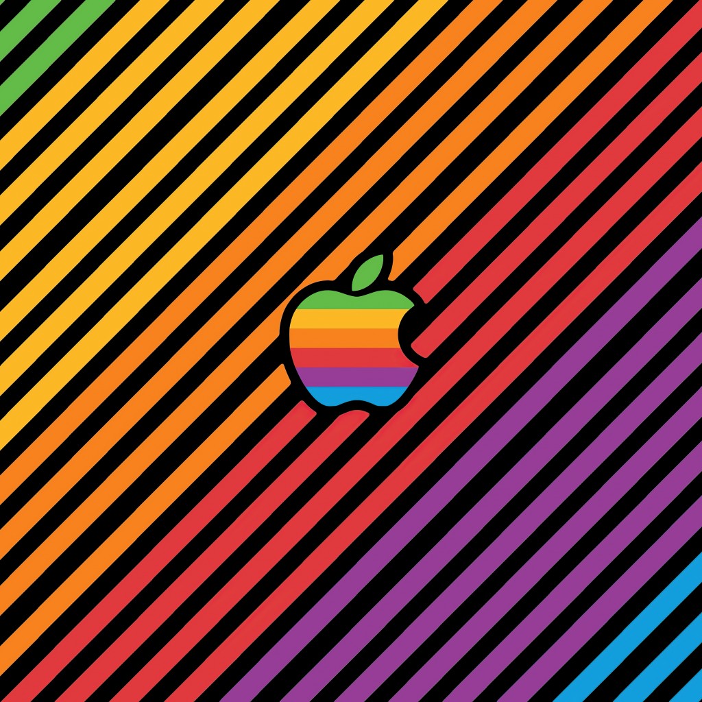 Download Apple Logo Colorful Multicolor Stripes Wallpaper in 1024x1024 Resolution