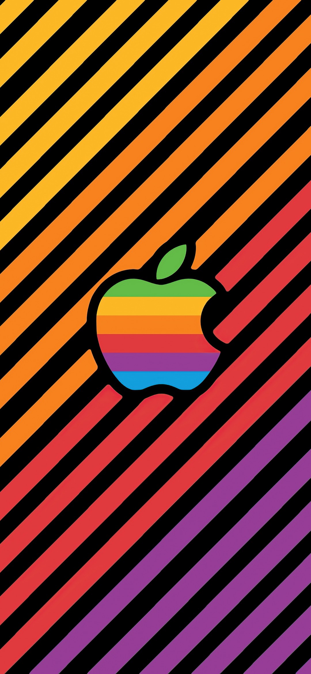 Download Apple Logo Colorful Multicolor Stripes Wallpaper in 1080x2340 Resolution