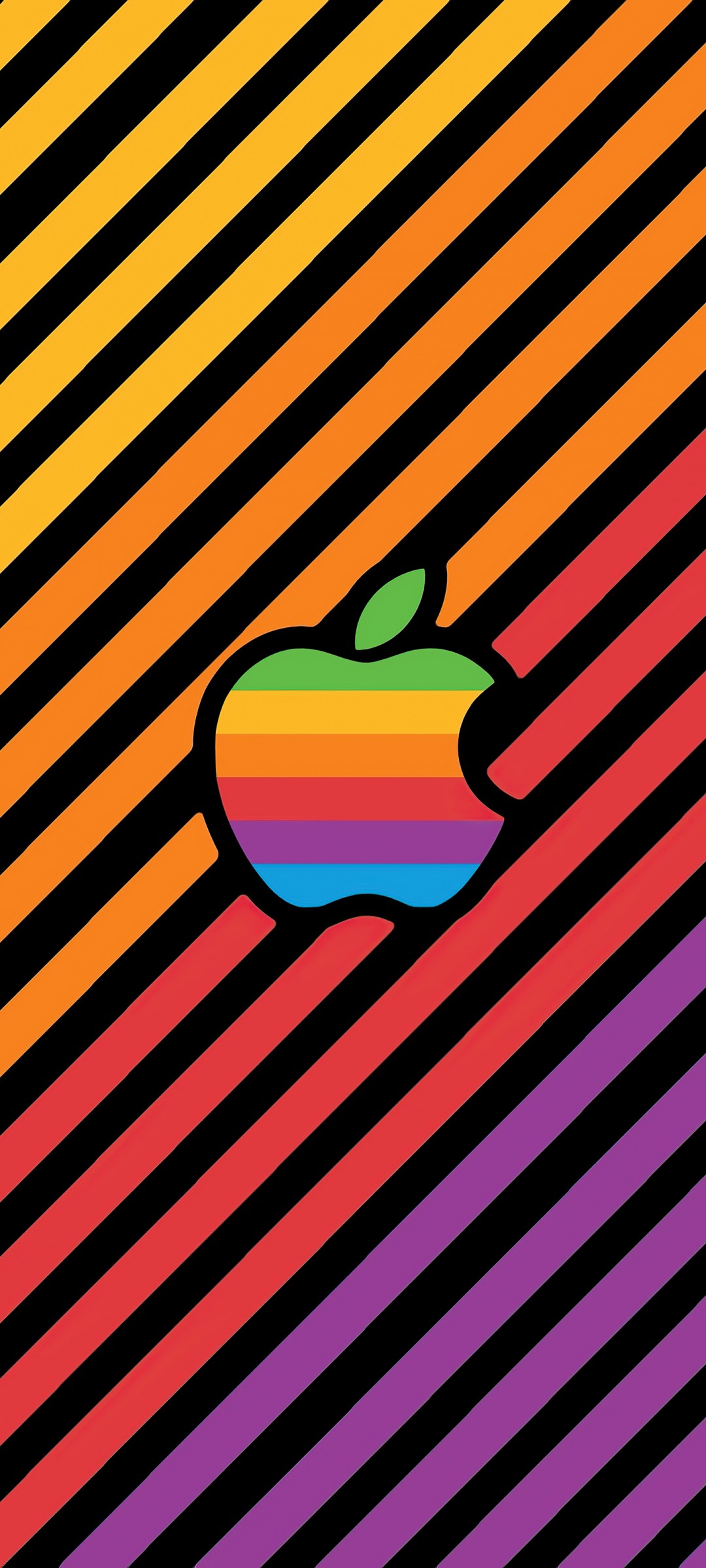 Download Apple Logo Colorful Multicolor Stripes Wallpaper in 1080x2400 Resolution