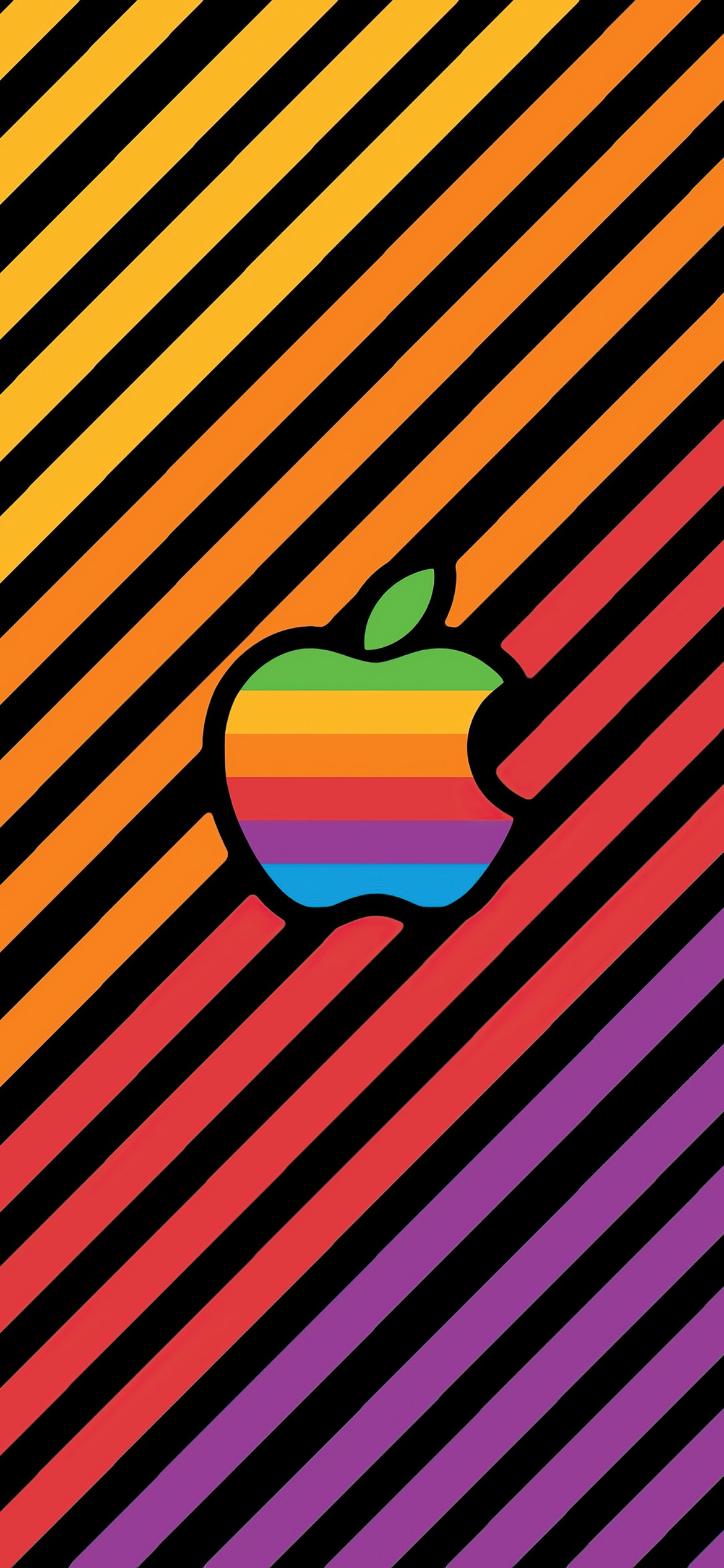 Download Apple Logo Colorful Multicolor Stripes Wallpaper in 1170x2532 Resolution