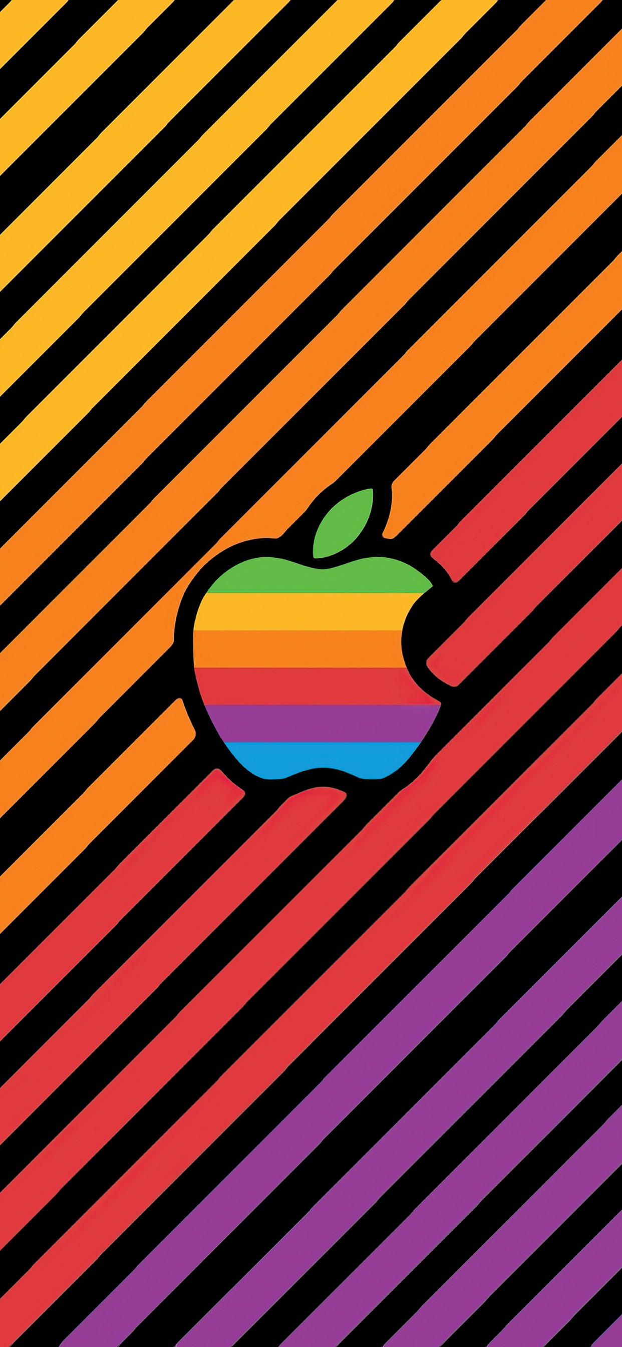 Download Apple Logo Colorful Multicolor Stripes Wallpaper in 1242x2688 Resolution
