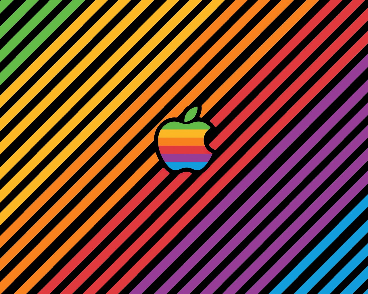 Download Apple Logo Colorful Multicolor Stripes Wallpaper in 1280x1024 Resolution