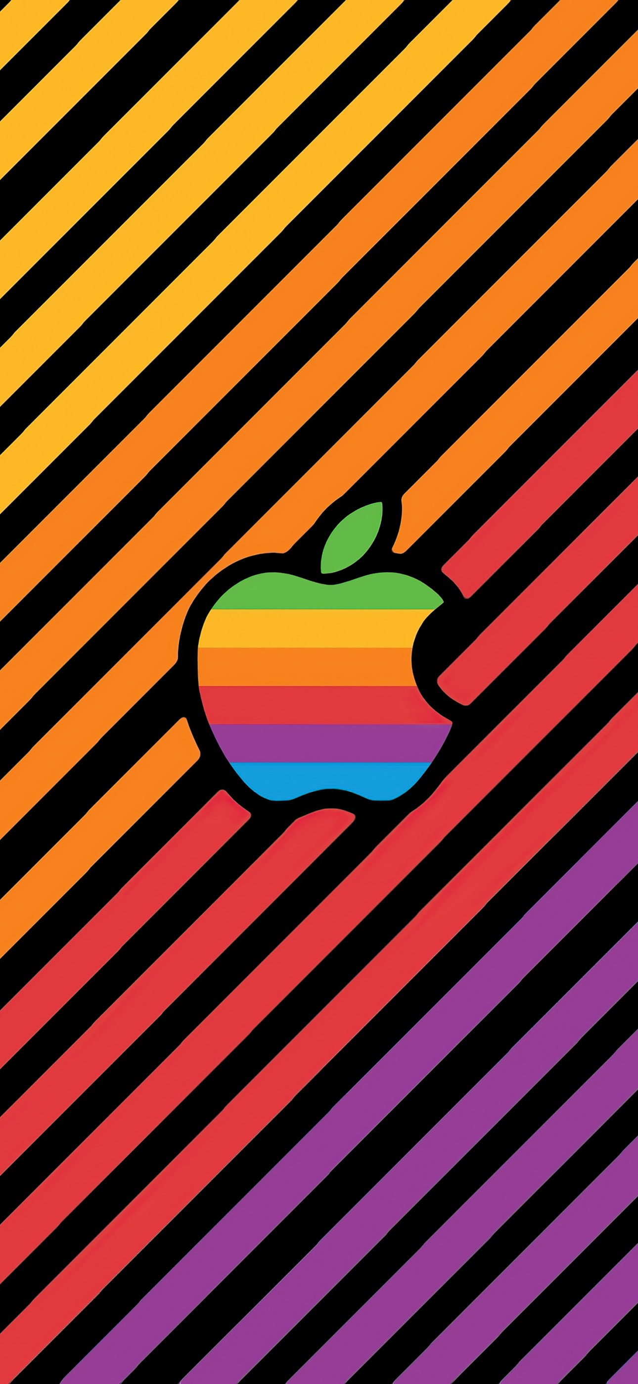 Download Apple Logo Colorful Multicolor Stripes Wallpaper in 1290x2796 Resolution