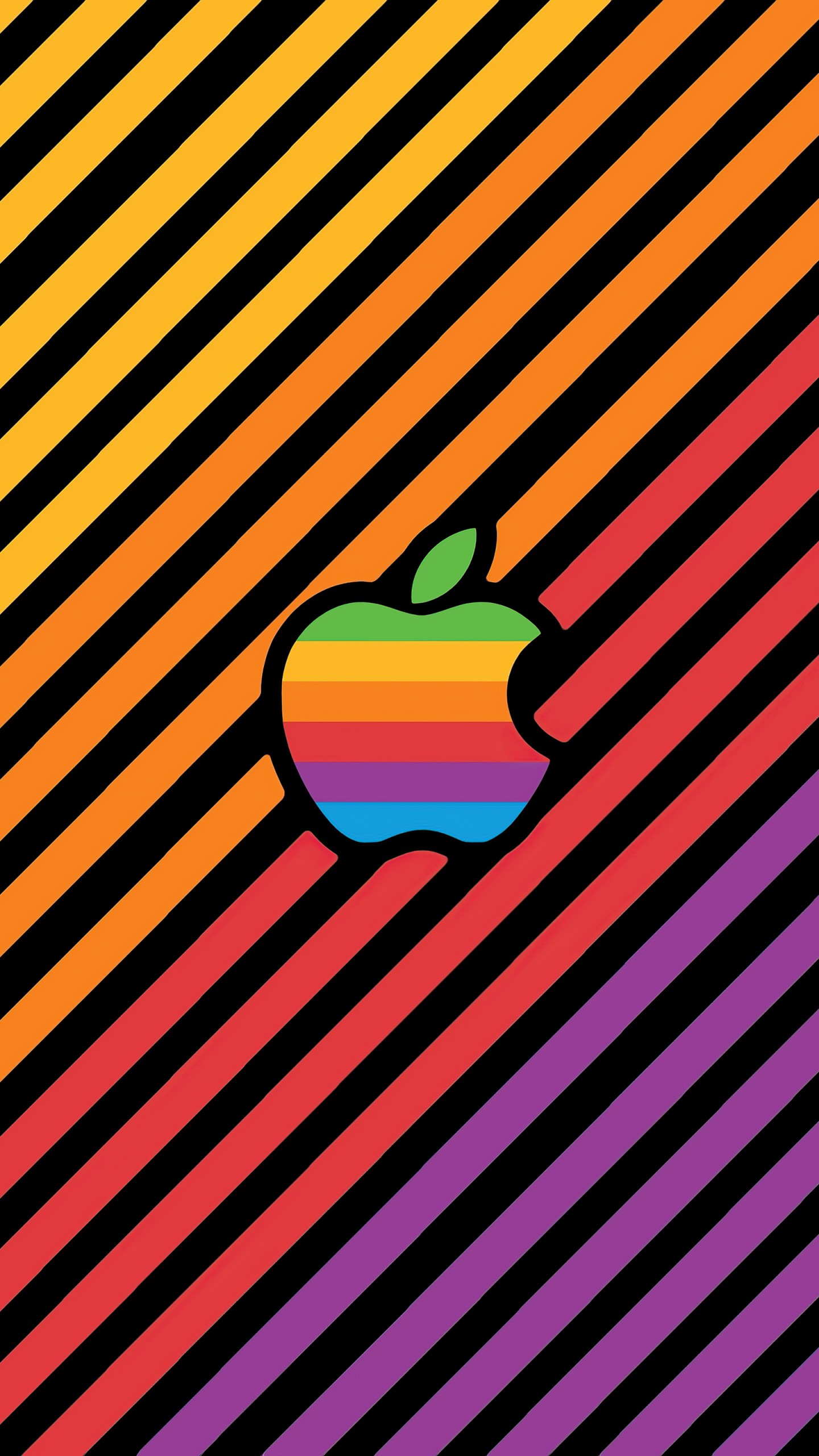 Download Apple Logo Colorful Multicolor Stripes Wallpaper in 1440x2560 Resolution