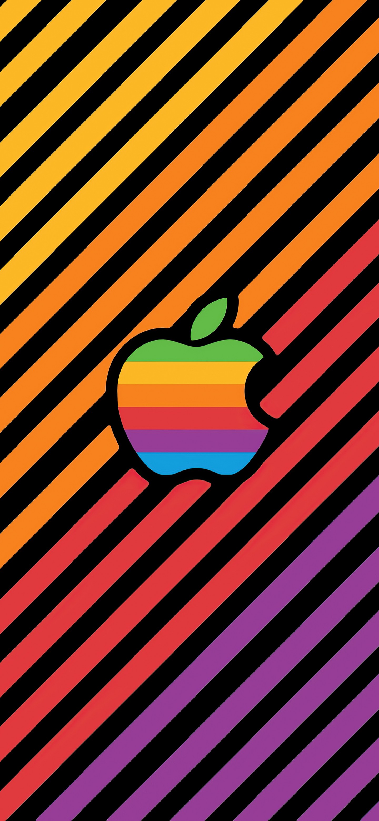 Download Apple Logo Colorful Multicolor Stripes Wallpaper in 1440x3120 Resolution