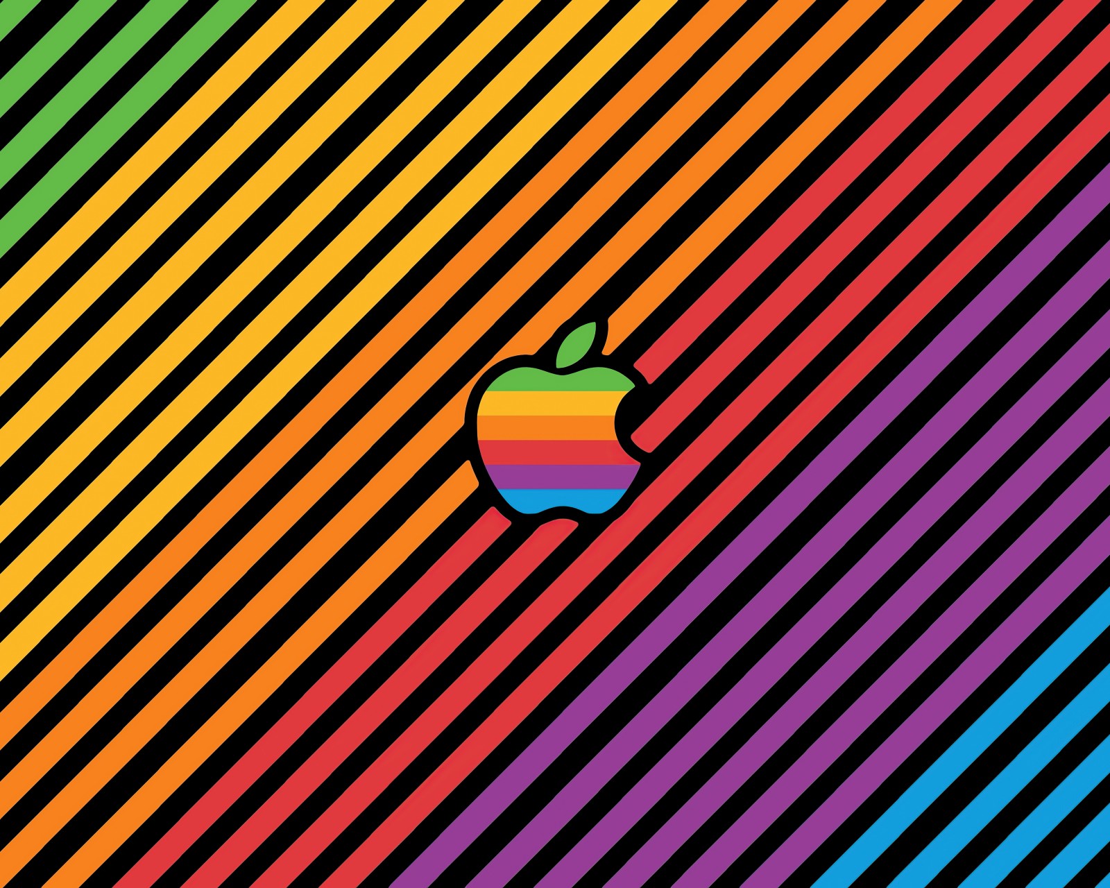 Download Apple Logo Colorful Multicolor Stripes Wallpaper in 1600x1280 Resolution