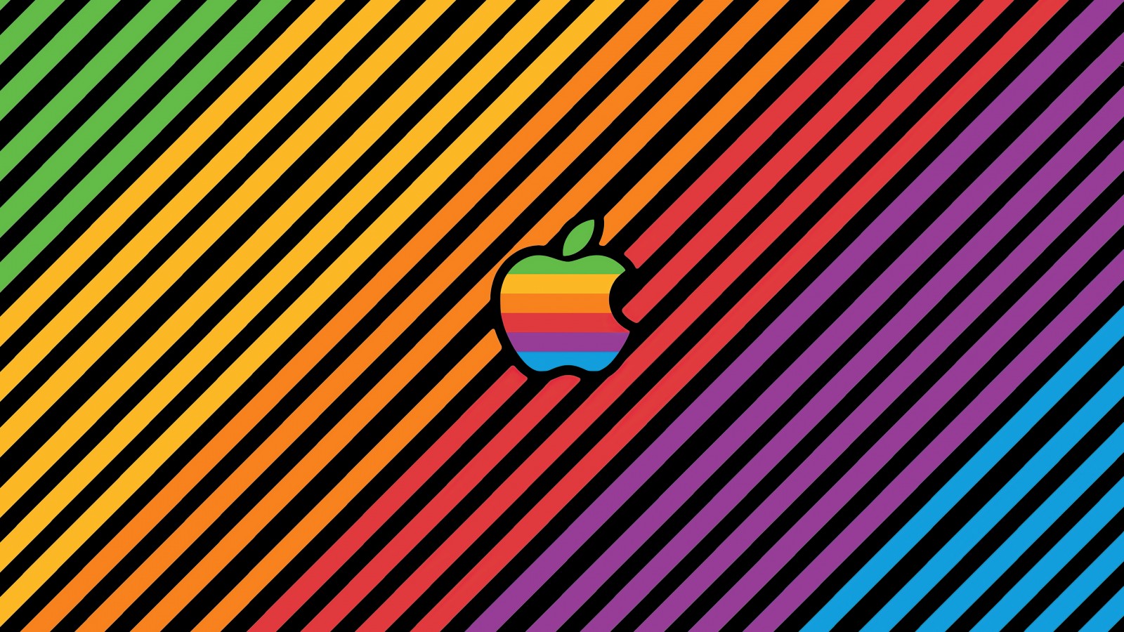 Download Apple Logo Colorful Multicolor Stripes Wallpaper in 1600x900 Resolution