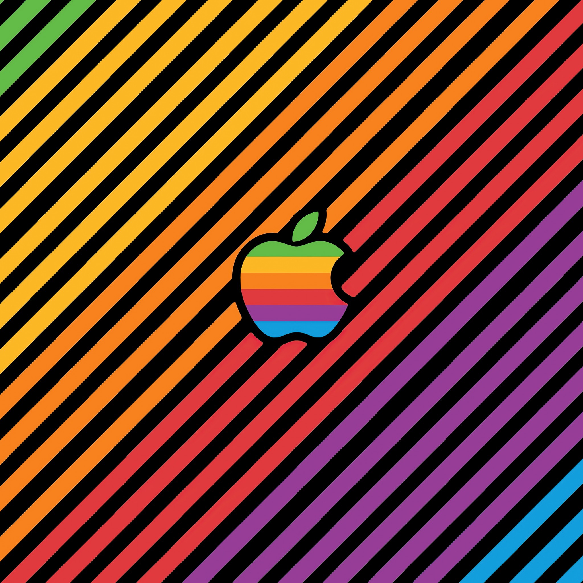 Download Apple Logo Colorful Multicolor Stripes Wallpaper in 2048x2048 Resolution