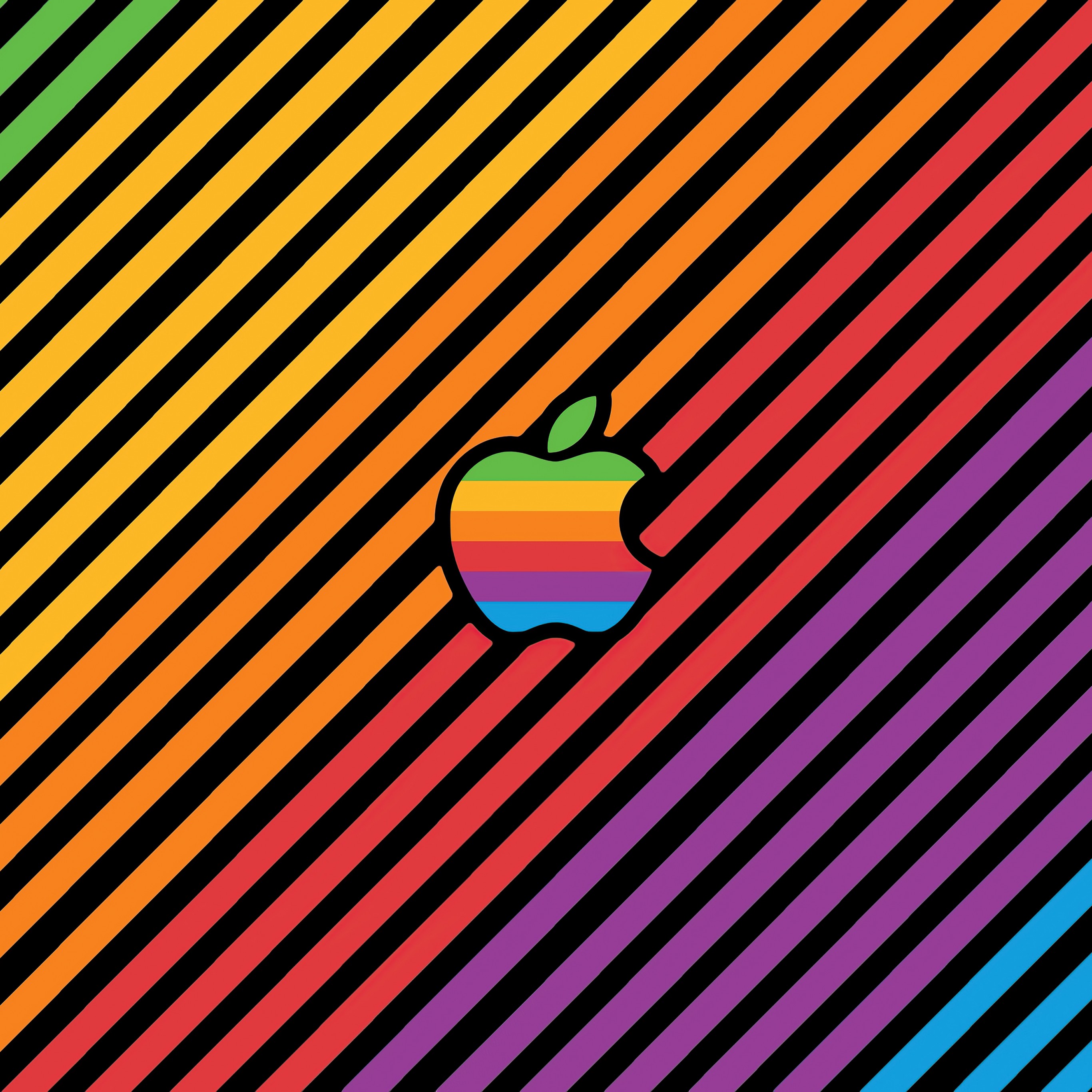 Download Apple Logo Colorful Multicolor Stripes Wallpaper in 2732x2732 Resolution
