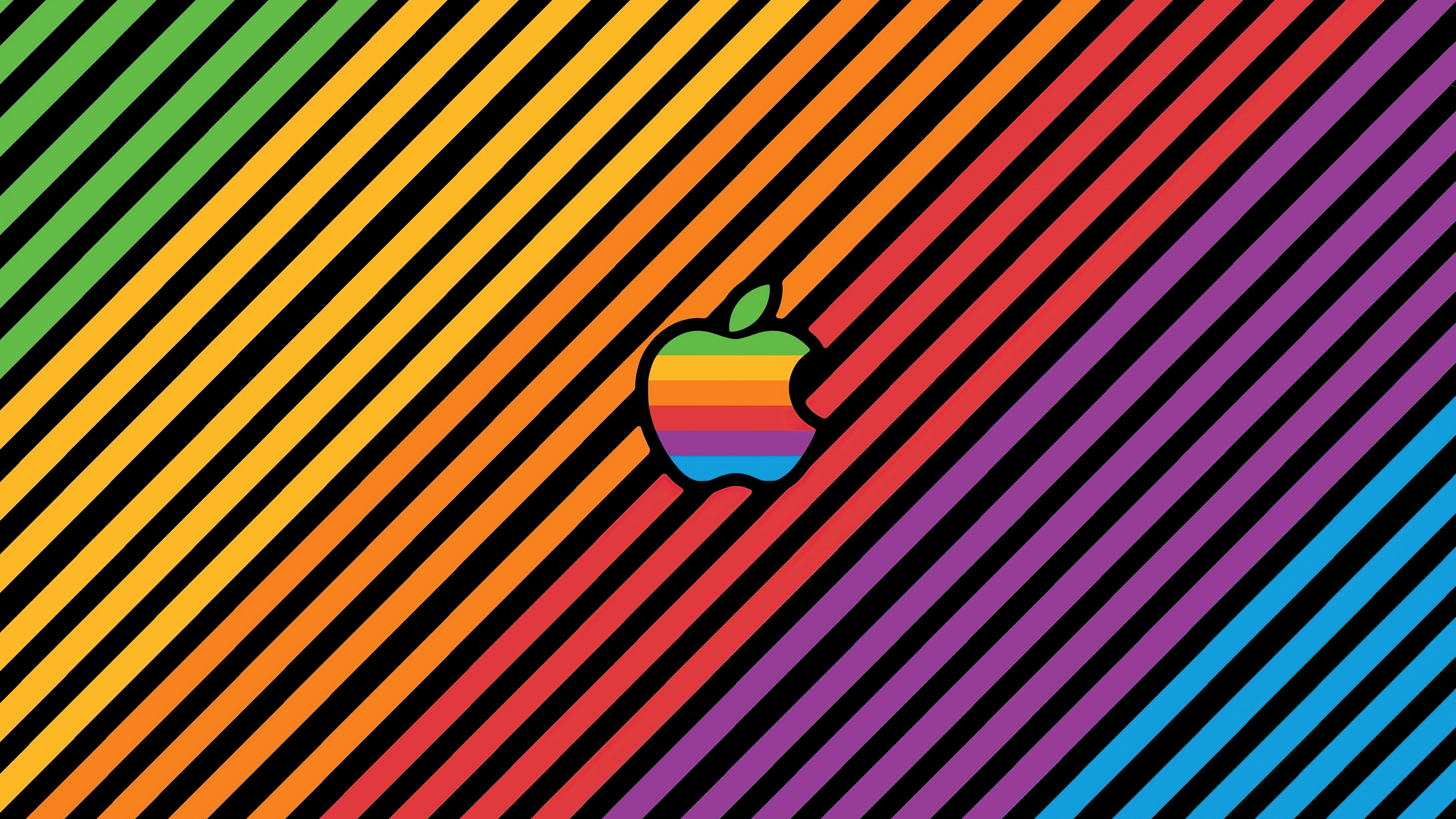 Download Apple Logo Colorful Multicolor Stripes Wallpaper in 3840x2160 Resolution