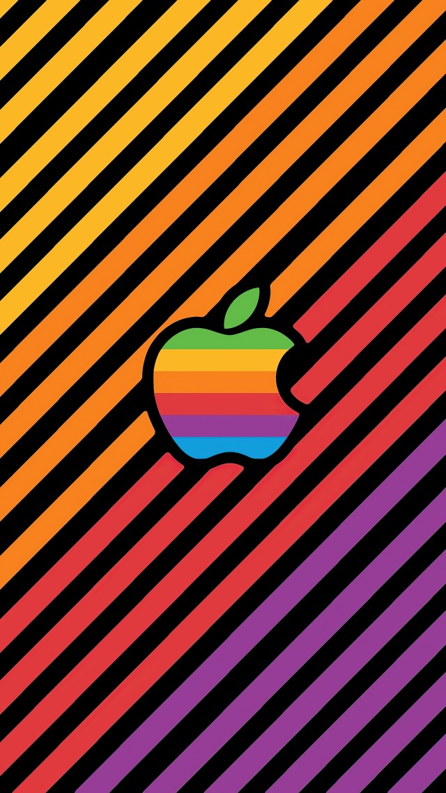 Download Apple Logo Colorful Multicolor Stripes Wallpaper in 640x1136 Resolution