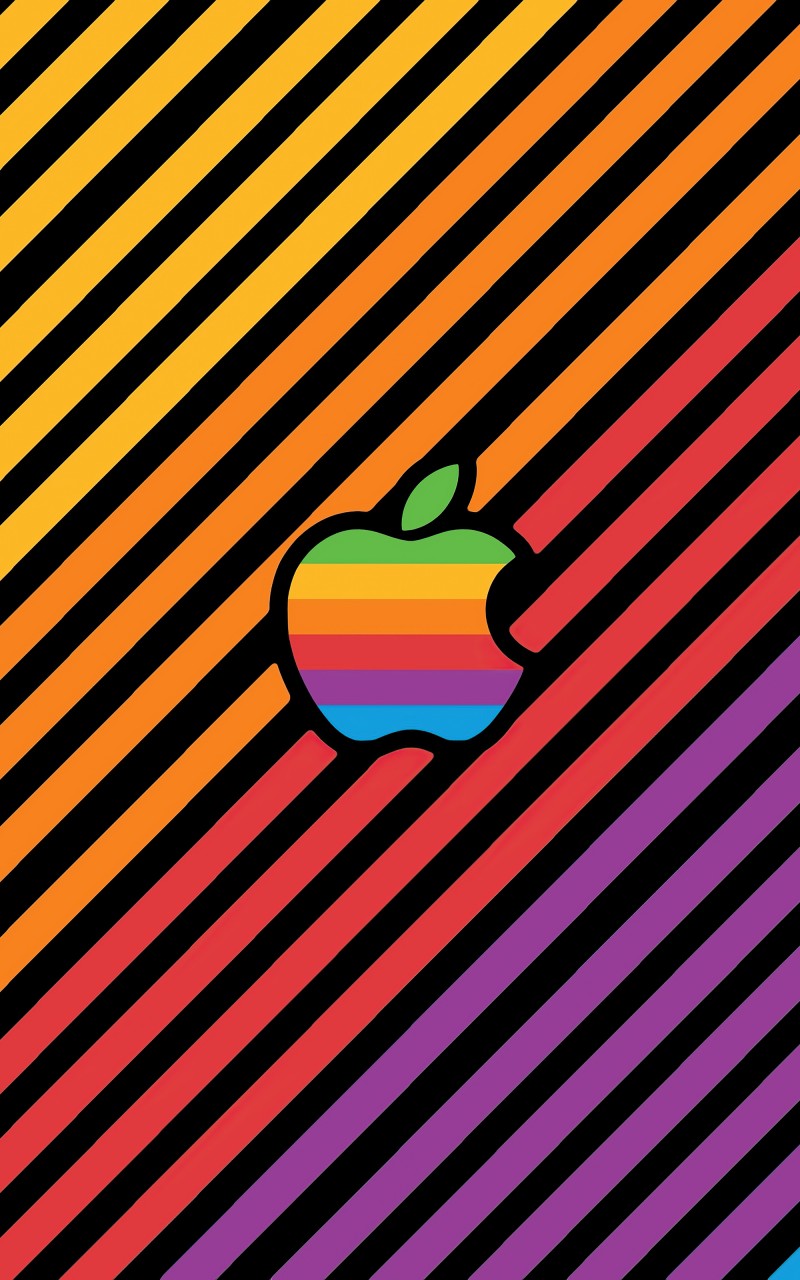 Download Apple Logo Colorful Multicolor Stripes Wallpaper in 800x1280 Resolution