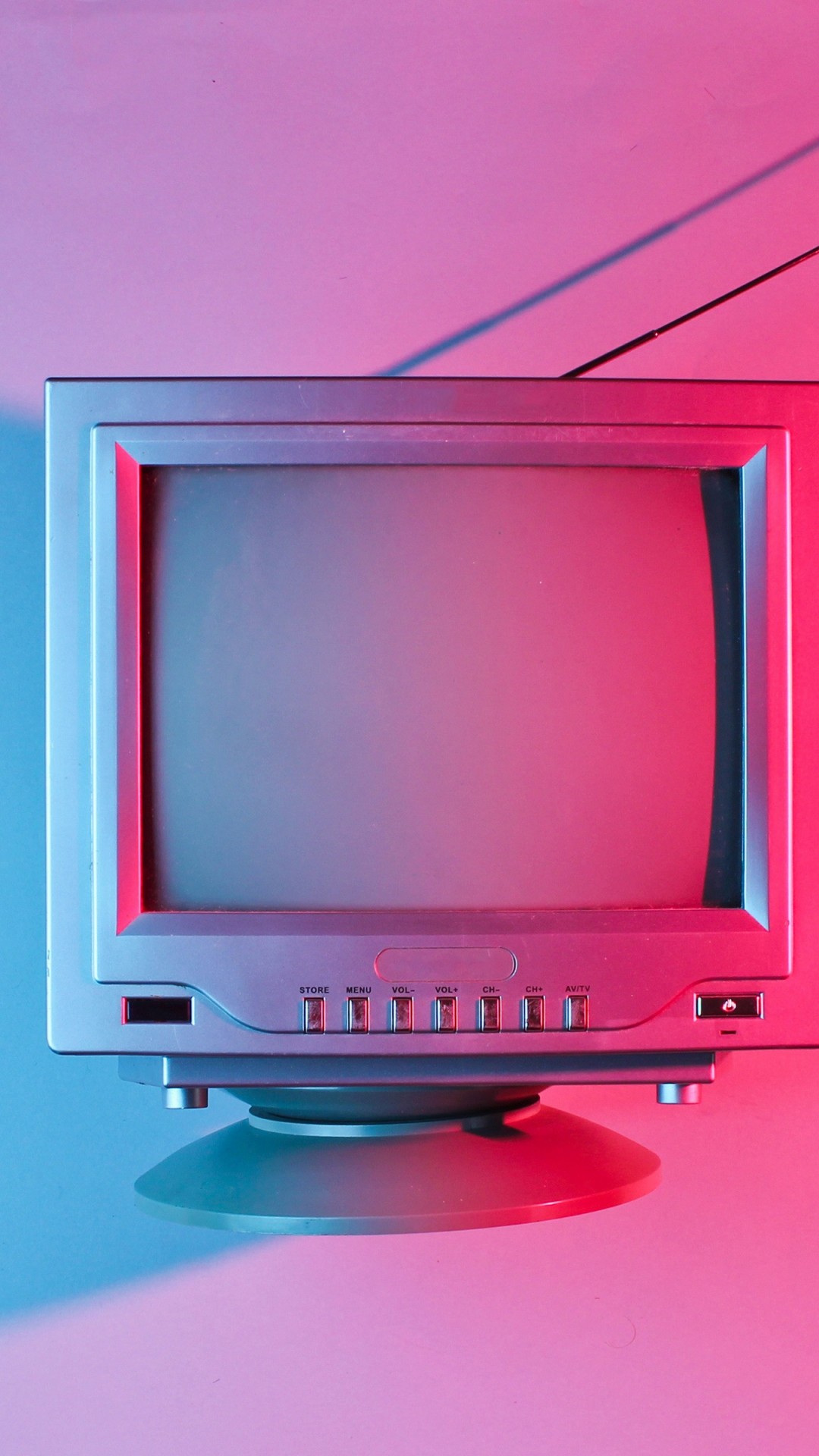 Download Vintage Television Pink Background Wallpaper in 1080x1920 Resolution
